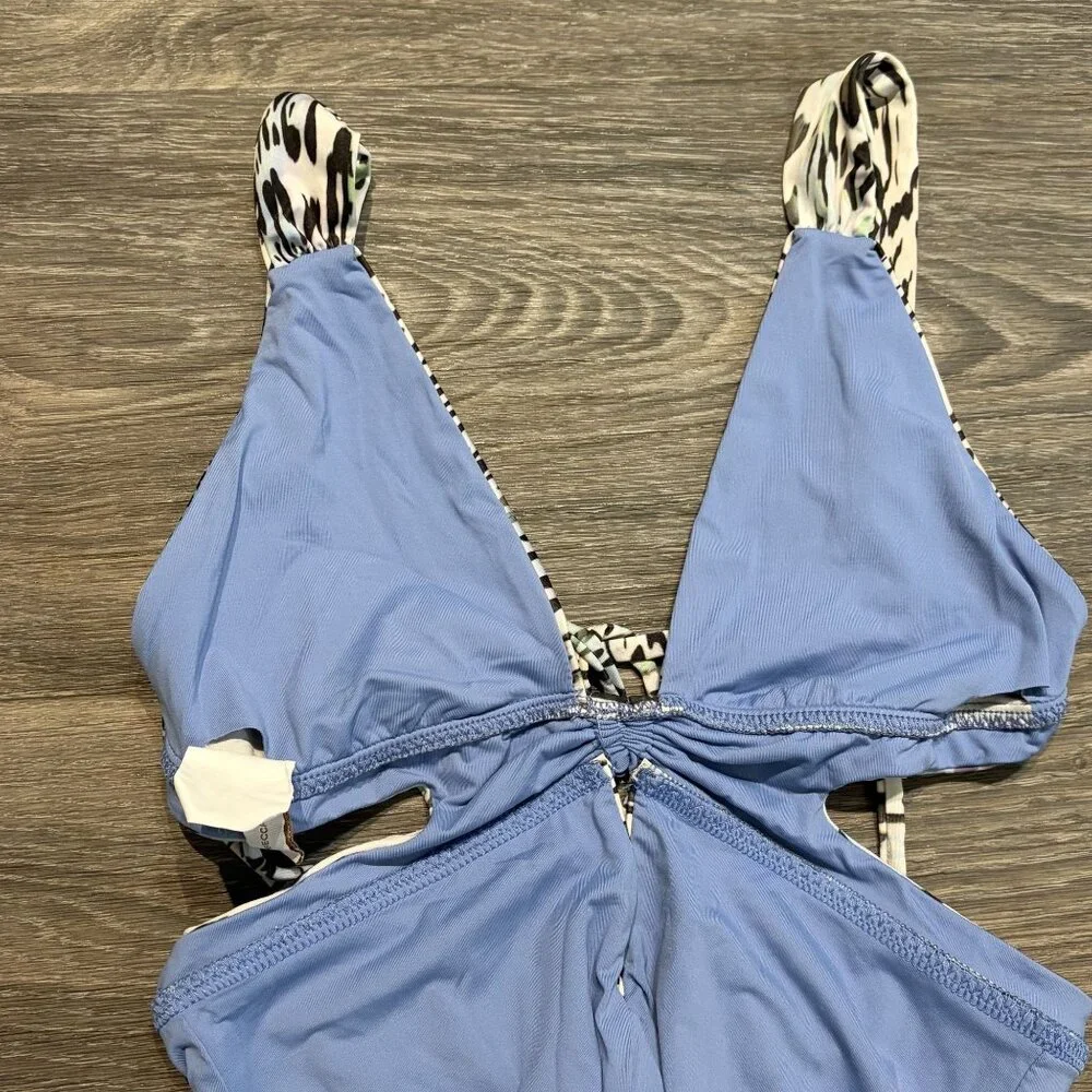 BECCA One Piece Swim Small Animal Instincts Cut Out Bathing Suit Leopard Print